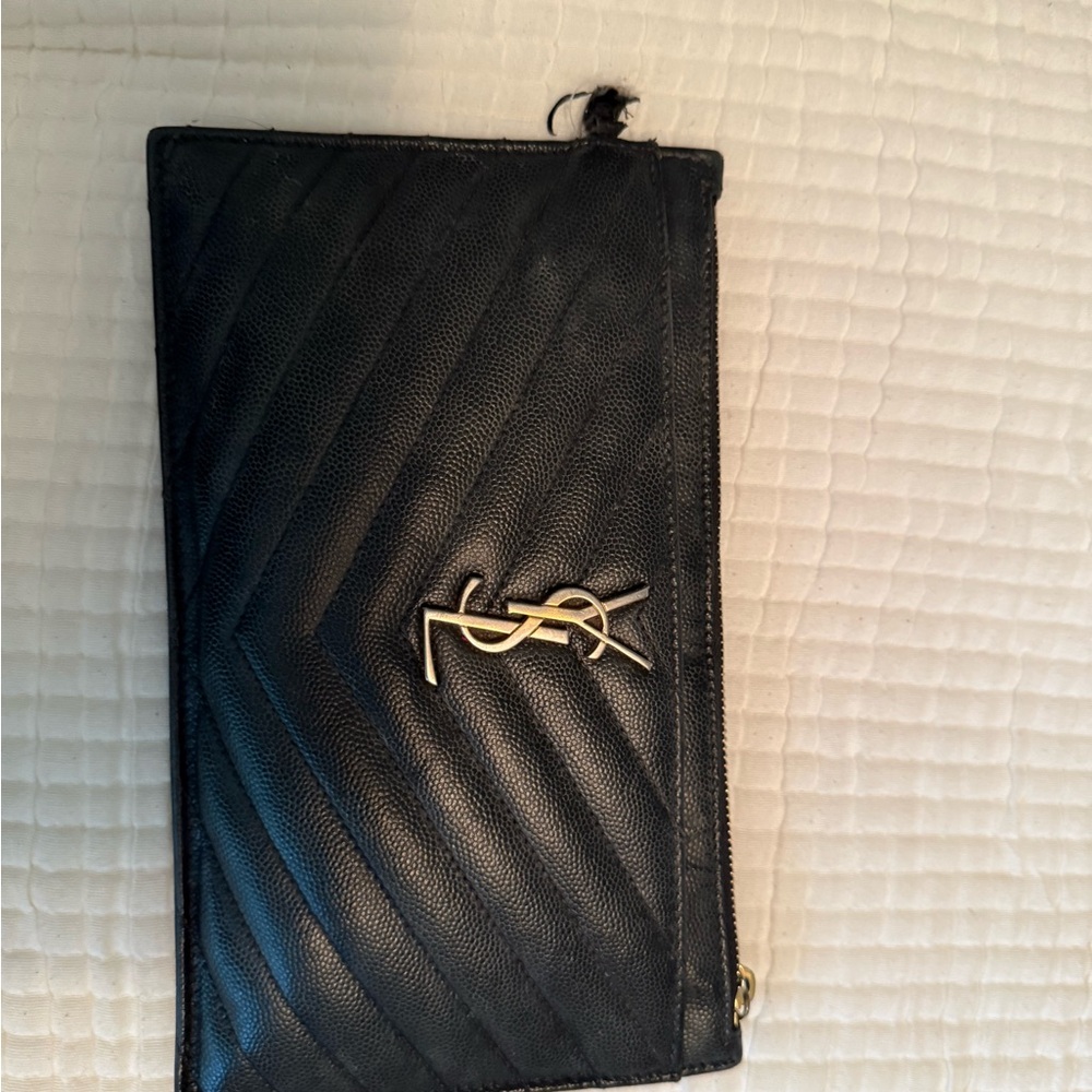 Saint Laurent Black Textured Leather Pouch